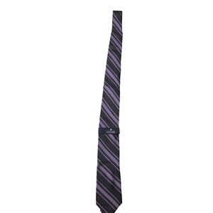 Stafford Tie Mens One Size Charcoal Purple Striped Silk Formal Necktie JC Penney